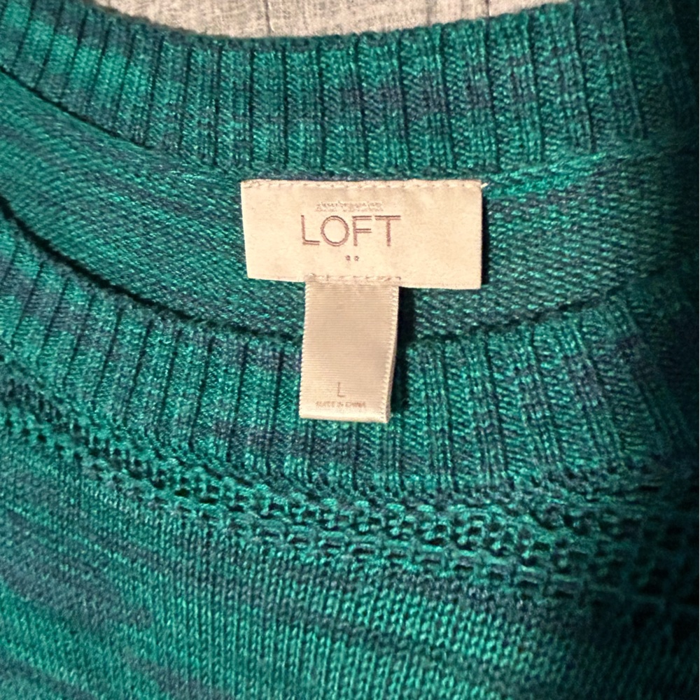 LOFT Aqua blue green Sweater Size L - Picture 2 of 2